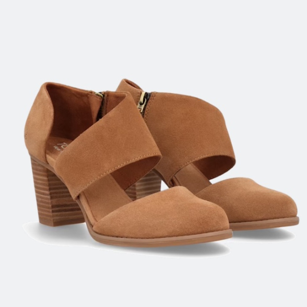 NWT - TOMS Milan Brown Suede Heels